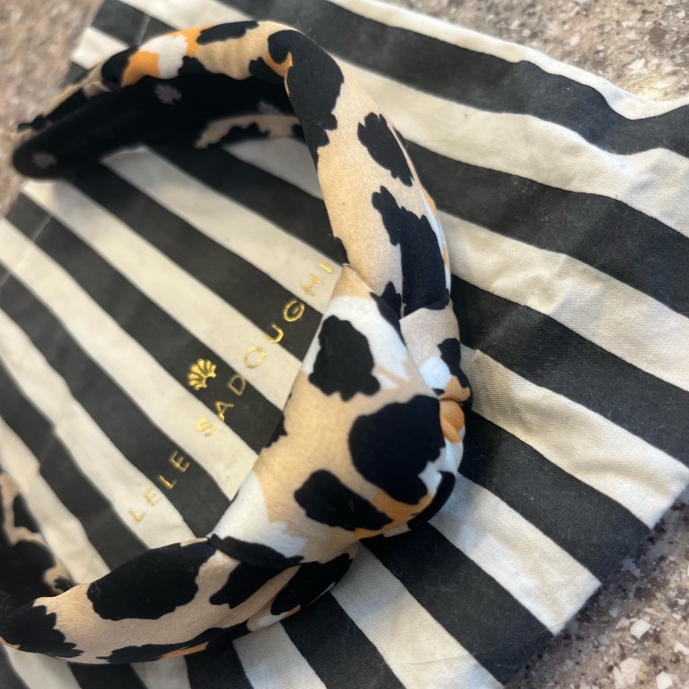 Lele Sadoughi Silk Leopark Slim Headband
